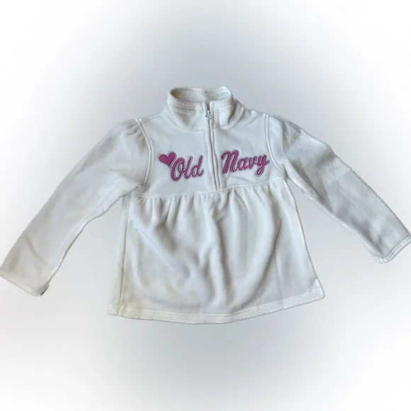 Vintage Old Navy 1/4 Zip Fleece Size 3T White pink - Picture 7 of 12